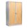 Bisley Essentials Steel Side Open Tambour, 1585mm high, oak/silver carcass, matching shutter doors in yellow.