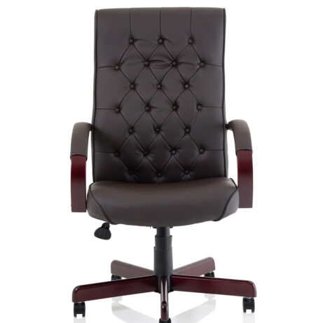 Chesterfield High Back Leather Executive Office Chair with Arms