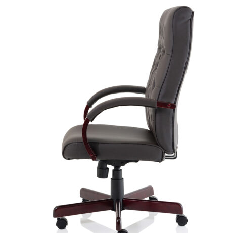 Chesterfield High Back Leather Executive Office Chair with Arms