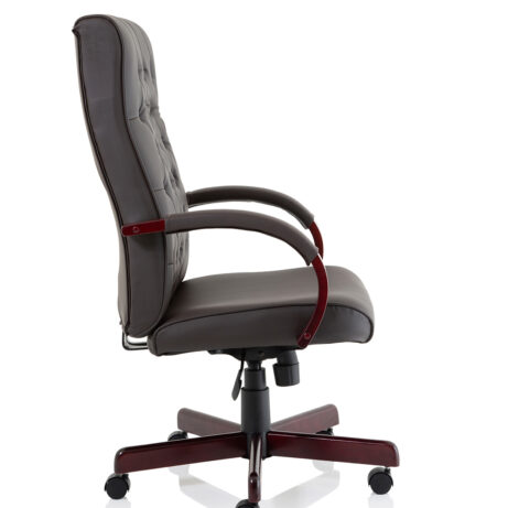 Chesterfield High Back Leather Executive Office Chair with Arms