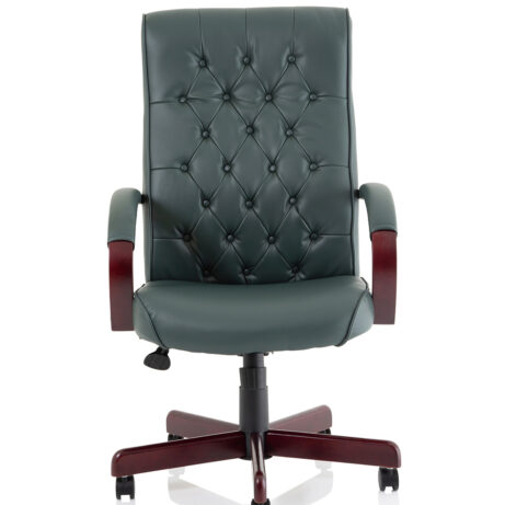 Chesterfield High Back Leather Executive Office Chair with Arms