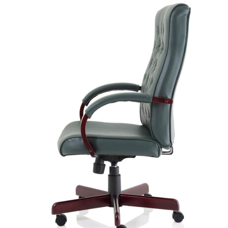 Chesterfield High Back Leather Executive Office Chair with Arms