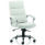 Desire High Back White Leather Executive Office Chair with Arms and chrome base, featuring adjustable height and smooth casters.