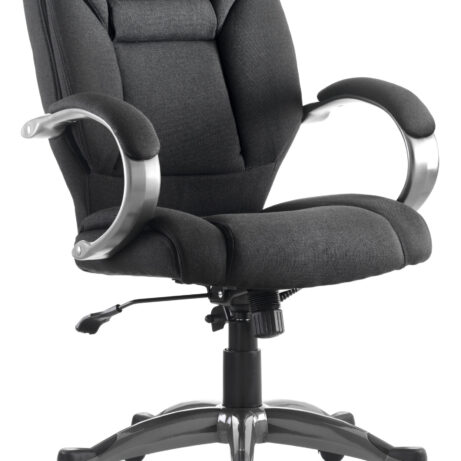 Galloway High Back Executive Office Chair with Arms in black fabric, featuring a five-star base and adjustable height.