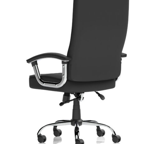 Moore Deluxe High Back Black Executive Office Chair with padded arms and chrome base, designed for lasting comfort and support.