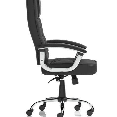 Moore Deluxe High Back Black Executive Office Chair with padded arms on a chrome base, designed for comfort and support.