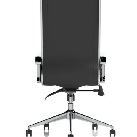 Savoy High Back Executive Office Chair in black leather with polished chrome arms and a five-star base.