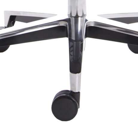 Mien High Back Leather Executive Office Chair with a chrome base and five swivel casters for mobility.