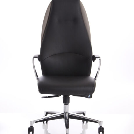 Mien High Back Leather Executive Office Chair with premium leather upholstery and chrome base, designed for ergonomic comfort.