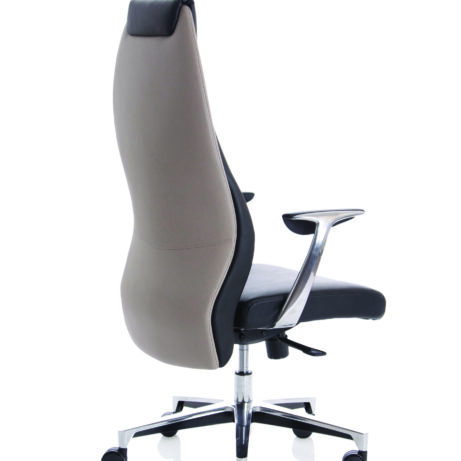 Mien High Back Leather Executive Office Chair in premium leather with chrome base, showcasing a high-back silhouette.