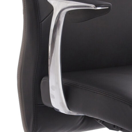 Mien High Back Leather Executive Office Chair with chrome armrest, ergonomic design, and premium black leather upholstery.