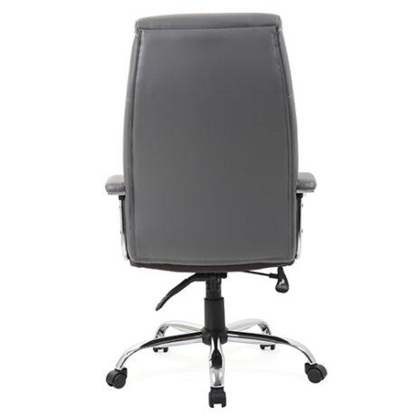 Penza High Back Executive Leather Office Chair with Arms, cushioned leather seat, chrome five-star base, and smooth-rolling casters.