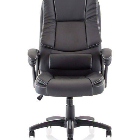 Dakota High Back Black Leather Executive Office Chair with Arms, designed for all-day comfort and support.