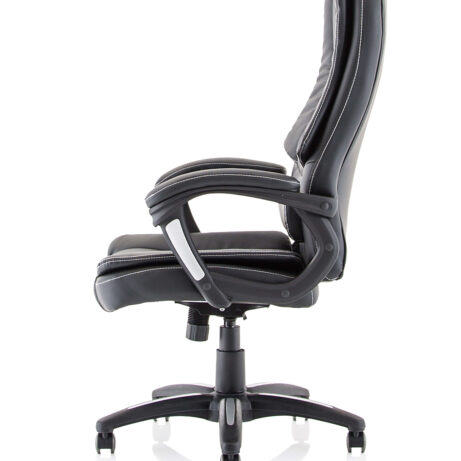 Dakota High Back Black Leather Executive Office Chair with Arms, durable design for all-day comfort.