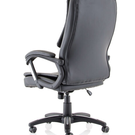 Dakota High Back Black Leather Executive Office Chair with arms, featuring a commanding profile and durable design for comfort.