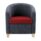 Compact Flite tub chair with a grey upholstery and red seat cushion, featuring wooden feet for reception or breakout areas.