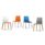 FJORD Chair in four colors: white, orange, blue, and gray, featuring metal or wooden four-leg frames. Suitable for cafés and offices.