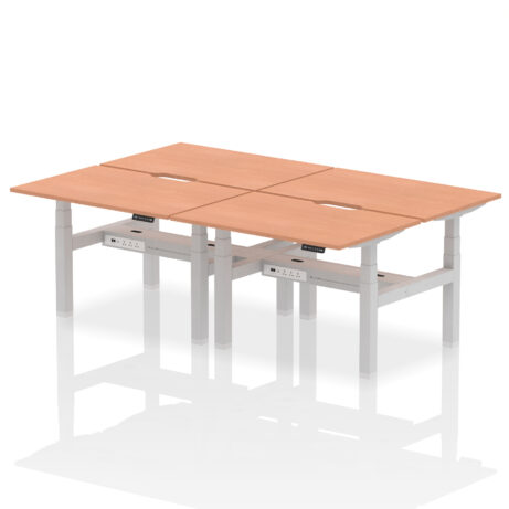 Air Back-to-Back Scalloped Edge Height Adjustable Bench Desk – 4 Person