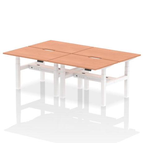 Air Back-to-Back Scalloped Edge Height Adjustable Bench Desk – 4 Person
