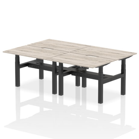 Air Back-to-Back Scalloped Edge Height Adjustable Bench Desk – 4 Person