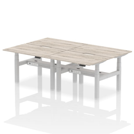 Air Back-to-Back Scalloped Edge Height Adjustable Bench Desk – 4 Person