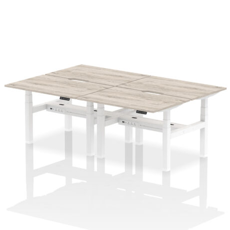 Air Back-to-Back Scalloped Edge Height Adjustable Bench Desk – 4 Person