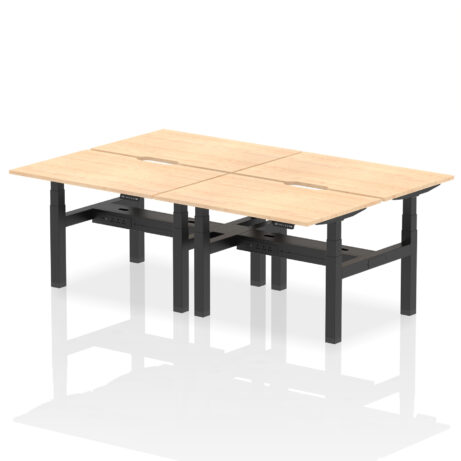Air Back-to-Back Scalloped Edge Height Adjustable Bench Desk – 4 Person