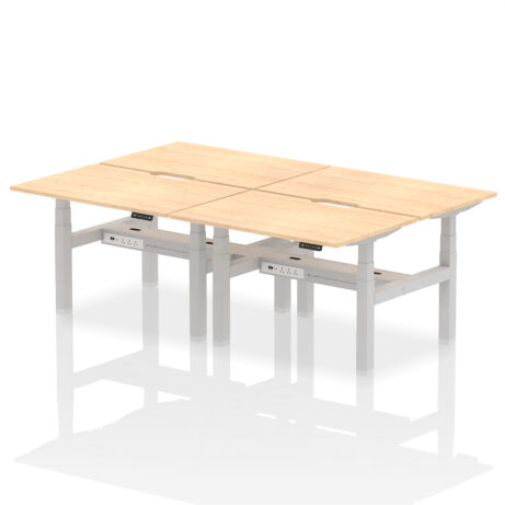 Air Back-to-Back Scalloped Edge Height Adjustable Bench Desk – 4 Person