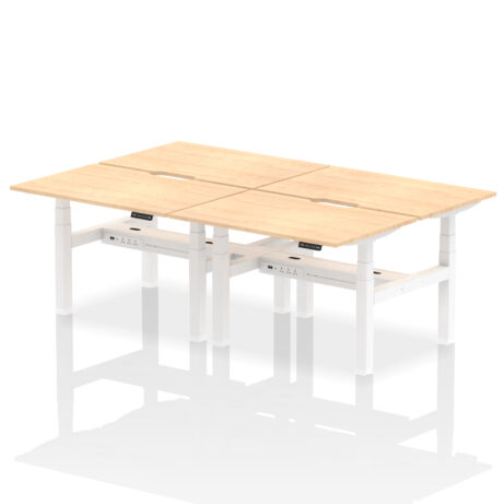 Air Back-to-Back Scalloped Edge Height Adjustable Bench Desk – 4 Person
