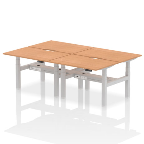 Air Back-to-Back Scalloped Edge Height Adjustable Bench Desk – 4 Person