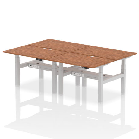 Air Back-to-Back Scalloped Edge Height Adjustable Bench Desk – 4 Person