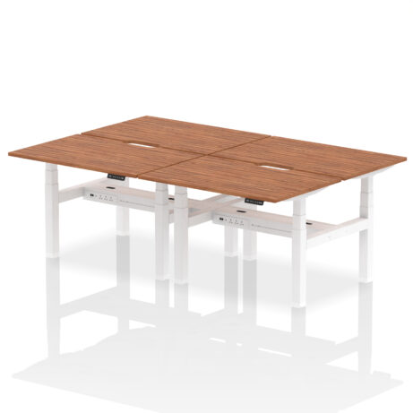 Air Back-to-Back Scalloped Edge Height Adjustable Bench Desk – 4 Person