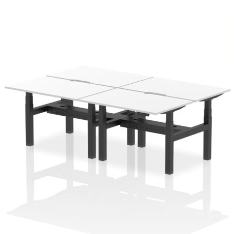 Air Back-to-Back Scalloped Edge Height Adjustable Bench Desk – 4 Person