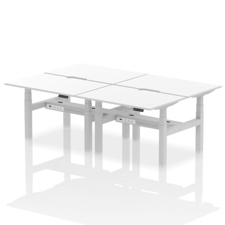 Air Back-to-Back Scalloped Edge Height Adjustable Bench Desk – 4 Person