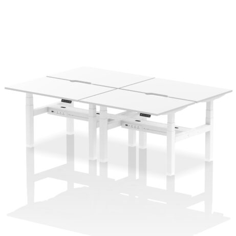 Air Back-to-Back Scalloped Edge Height Adjustable Bench Desk – 4 Person