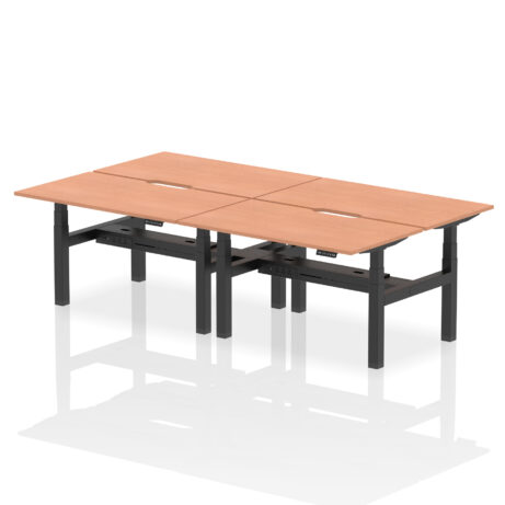 Air Back-to-Back Scalloped Edge Height Adjustable Bench Desk – 4 Person