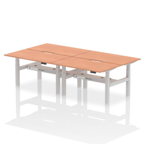 Air Back-to-Back Scalloped Edge Height Adjustable Bench Desk – 4 Person