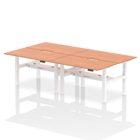 Air Back-to-Back Scalloped Edge Height Adjustable Bench Desk – 4 Person