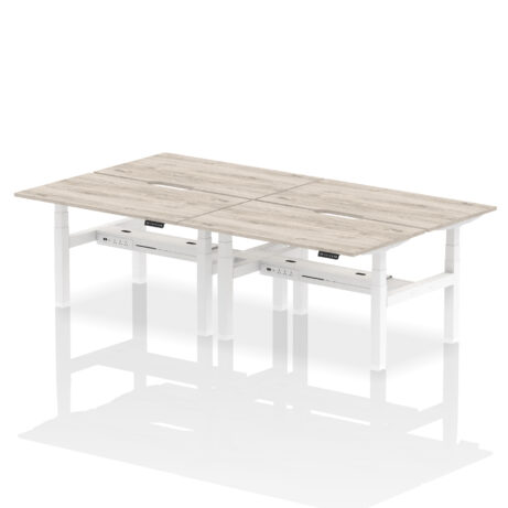 Air Back-to-Back Scalloped Edge Height Adjustable Bench Desk – 4 Person