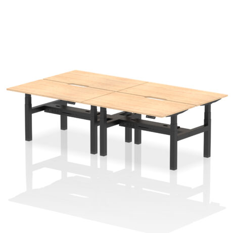 Air Back-to-Back Scalloped Edge Height Adjustable Bench Desk – 4 Person