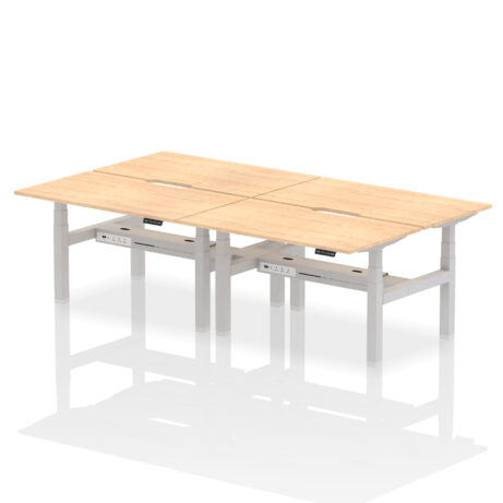 Air Back-to-Back Scalloped Edge Height Adjustable Bench Desk – 4 Person