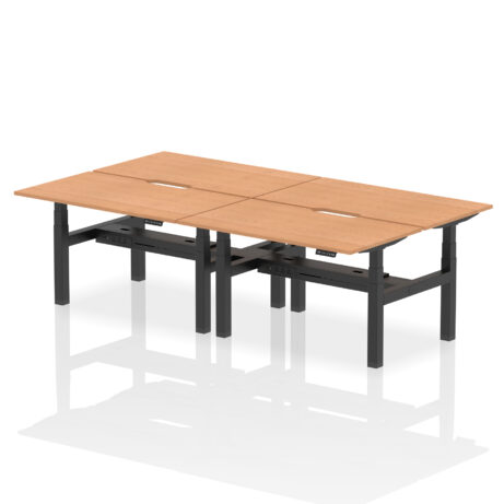 Air Back-to-Back Scalloped Edge Height Adjustable Bench Desk – 4 Person
