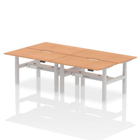 Air Back-to-Back Scalloped Edge Height Adjustable Bench Desk – 4 Person