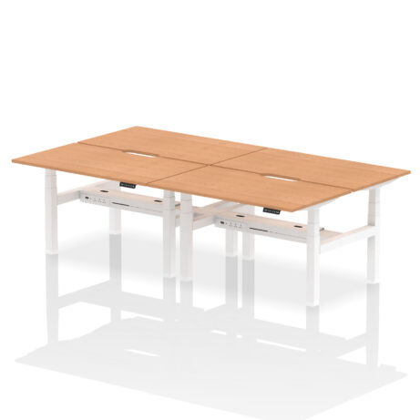 Air Back-to-Back Scalloped Edge Height Adjustable Bench Desk – 4 Person