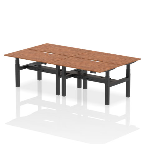 Air Back-to-Back Scalloped Edge Height Adjustable Bench Desk – 4 Person