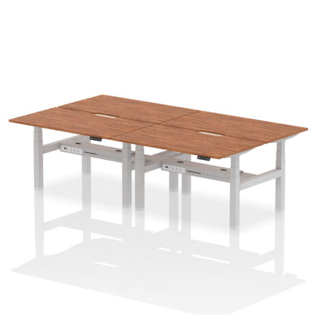 Air Back-to-Back Scalloped Edge Height Adjustable Bench Desk – 4 Person