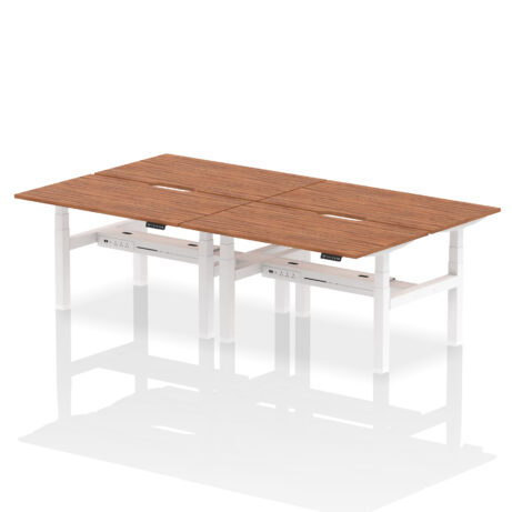 Air Back-to-Back Scalloped Edge Height Adjustable Bench Desk – 4 Person