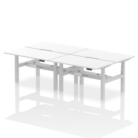 Air Back-to-Back Scalloped Edge Height Adjustable Bench Desk – 4 Person
