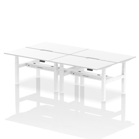 Air Back-to-Back Scalloped Edge Height Adjustable Bench Desk – 4 Person