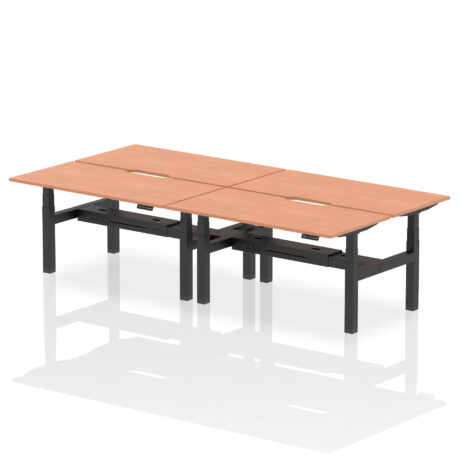Air Back-to-Back Scalloped Edge Height Adjustable Bench Desk – 4 Person